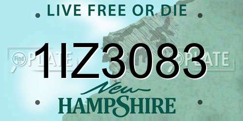 1IZ3083 New Hampshire License Plate
