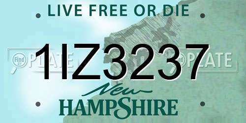 1IZ3237 New Hampshire License Plate