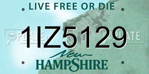 1IZ5129 New Hampshire License Plate