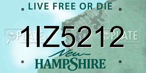 1IZ5212 New Hampshire License Plate