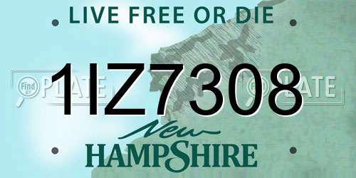 1IZ7308 New Hampshire License Plate