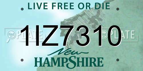 1IZ7310 New Hampshire License Plate