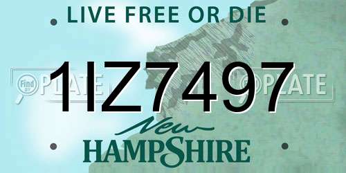 1IZ7497 New Hampshire License Plate