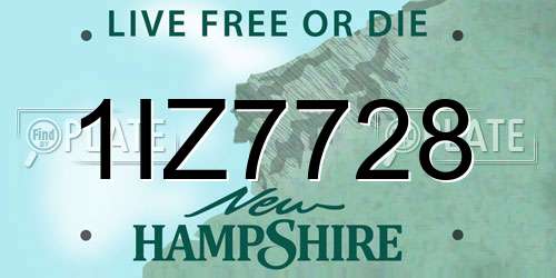1IZ7728 New Hampshire License Plate