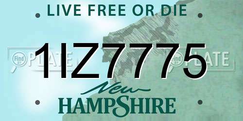 1IZ7775 New Hampshire License Plate