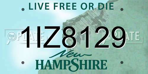 1IZ8129 New Hampshire License Plate