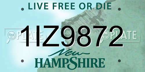 1IZ9872 New Hampshire License Plate