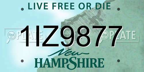 1IZ9877 New Hampshire License Plate