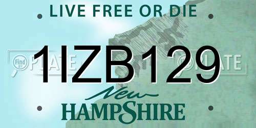 1IZB129 New Hampshire License Plate