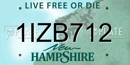 1IZB712 New Hampshire License Plate