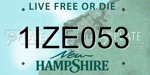 1IZE053 New Hampshire License Plate