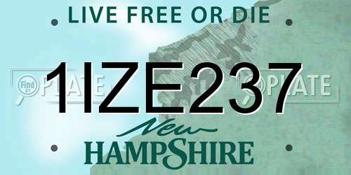 1IZE237 New Hampshire License Plate