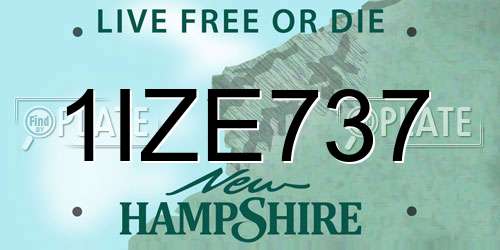 1IZE737 New Hampshire License Plate