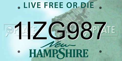 1IZG987 New Hampshire License Plate