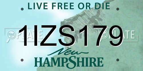 1IZS179 New Hampshire License Plate