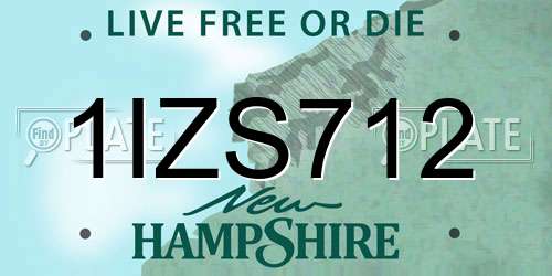 1IZS712 New Hampshire License Plate