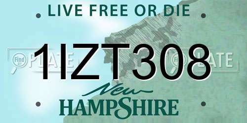 1IZT308 New Hampshire License Plate