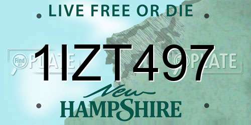 1IZT497 New Hampshire License Plate