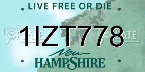 1IZT778 New Hampshire License Plate