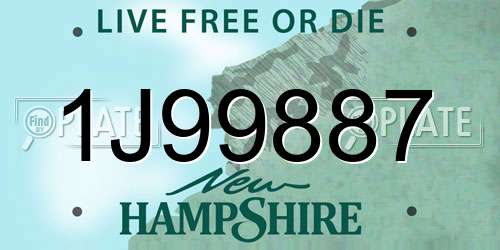 1J99887 New Hampshire License Plate