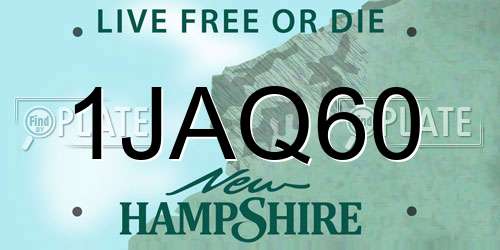 1JAQ60 New Hampshire License Plate