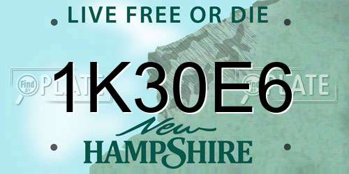 1K30E6 New Hampshire License Plate