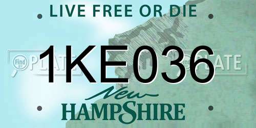 1KE036 New Hampshire License Plate