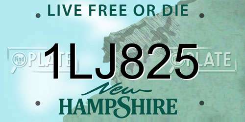 1LJ825 New Hampshire License Plate