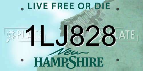 1LJ828 New Hampshire License Plate