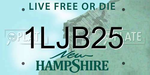 1LJB25 New Hampshire License Plate