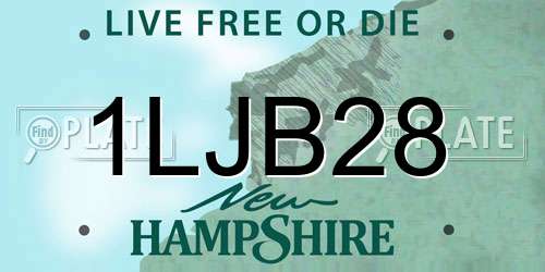 1LJB28 New Hampshire License Plate