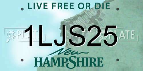 1LJS25 New Hampshire License Plate