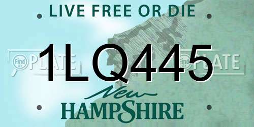 1LQ445 New Hampshire License Plate