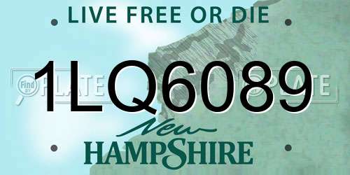1LQ6089 New Hampshire License Plate