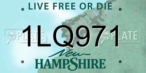 1LQ971 New Hampshire License Plate