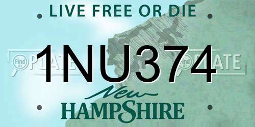 1NU374 New Hampshire License Plate