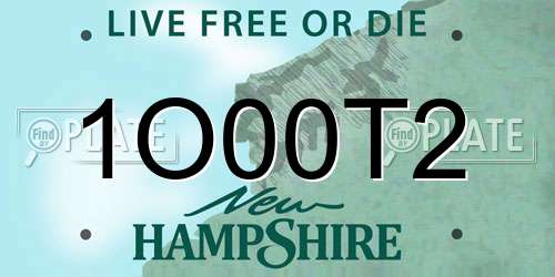 1O00T2 New Hampshire License Plate