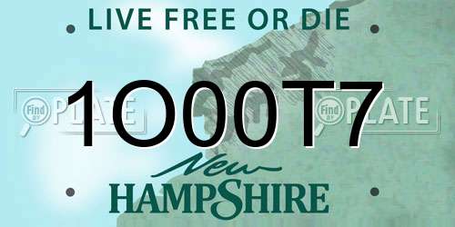 1O00T7 New Hampshire License Plate