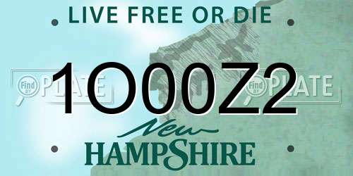 1O00Z2 New Hampshire License Plate