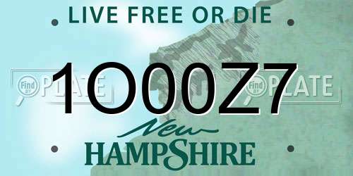 1O00Z7 New Hampshire License Plate