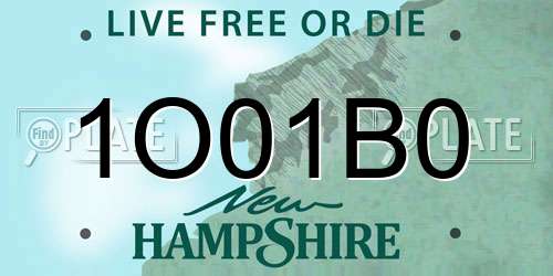 1O01B0 New Hampshire License Plate