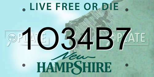 1O34B7 New Hampshire License Plate