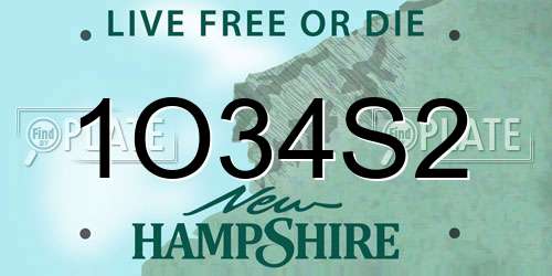 1O34S2 New Hampshire License Plate