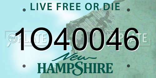 1O40046 New Hampshire License Plate