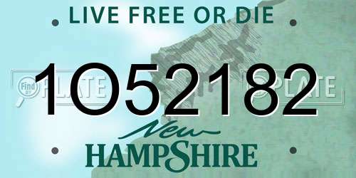 1O52182 New Hampshire License Plate