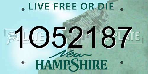 1O52187 New Hampshire License Plate