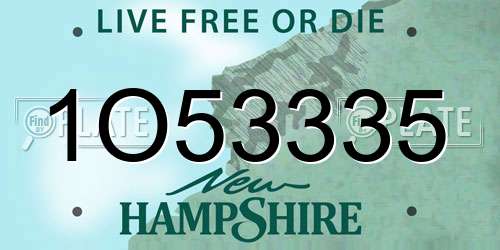 1O53335 New Hampshire License Plate