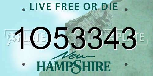 1O53343 New Hampshire License Plate