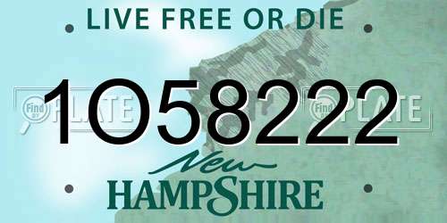 1O58222 New Hampshire License Plate