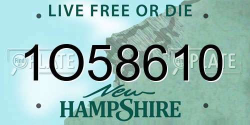 1O58610 New Hampshire License Plate